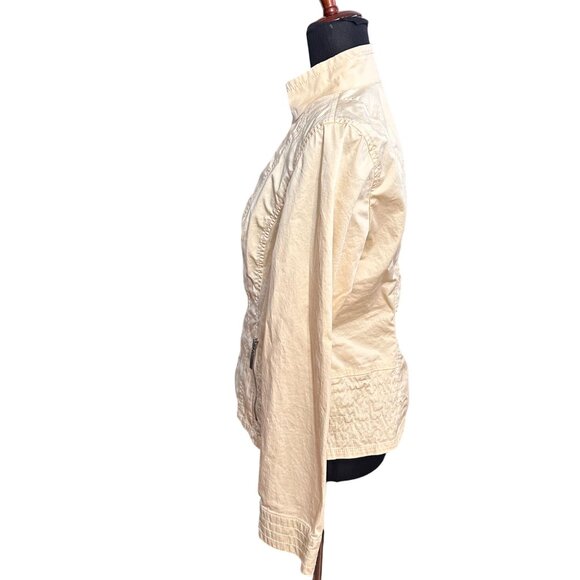 Chico's Jacket Size 1 M Pale Yellow Full Zip Pockets Lightweight Summer - Picture 2 of 12